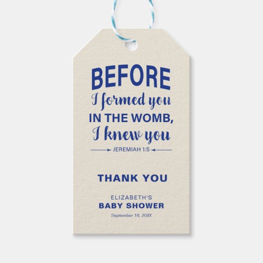 Bibel Verse Baby Dusche Jeremiah Christlich Modern Geschenkanhänger (Vorderseite)