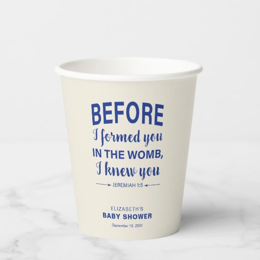 Bibel Verse Baby Dusche Jeremiah Christlich Modern Pappbecher (Vorderseite)