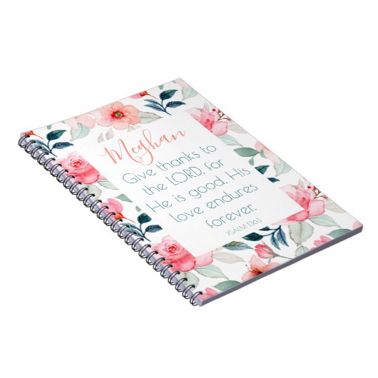 Bibel Verse Blumenrosa-Notebook Notizblock (Rechte Seite)