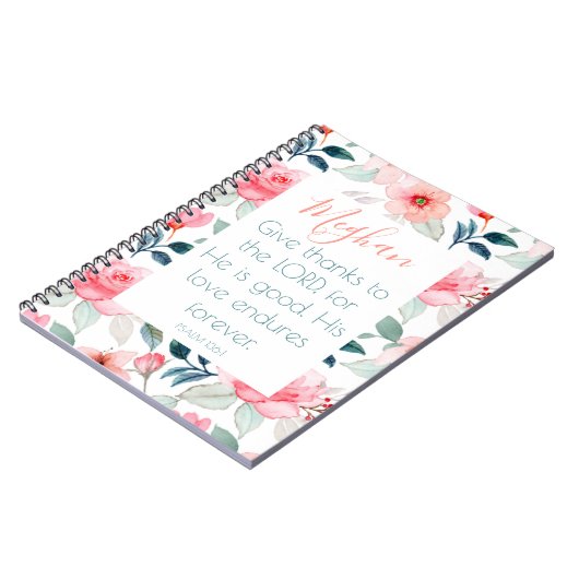 Bibel Verse Blumenrosa-Notebook Notizblock (Linke Seite)