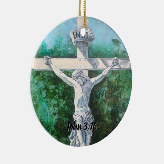 Bibel Verse Crucifix Keramik Ornament (Rechts)