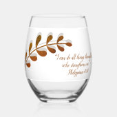 Bibel Verse Einfache botanische Braun und Weiß | Weinglas Ohne Stiel (Vorderseite)
