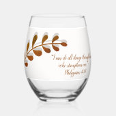 Bibel Verse Einfache botanische Braun und Weiß | Weinglas Ohne Stiel (Rückseite)