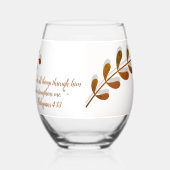 Bibel Verse Einfache botanische Braun und Weiß | Weinglas Ohne Stiel (Links)