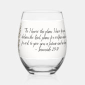 Bibel Verse Einfache botanische Braun und Weiß | Weinglas Ohne Stiel (Rückseite)
