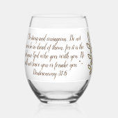 Bibel Verse Einfache botanische Braun und Weiß | Weinglas Ohne Stiel (Vorderseite)