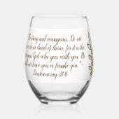 Bibel Verse Einfache botanische Braun und Weiß | Weinglas Ohne Stiel (Rückseite)