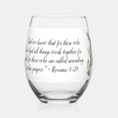 Bibel Verse Einfache botanische Braun und Weiß | Weinglas Ohne Stiel (Vorderseite)