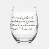 Bibel Verse Einfache botanische Braun und Weiß | Weinglas Ohne Stiel (Rückseite)