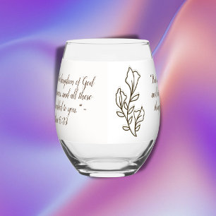 Bibel Verse Einfache botanische Braun und Weiß Weinglas Ohne Stiel