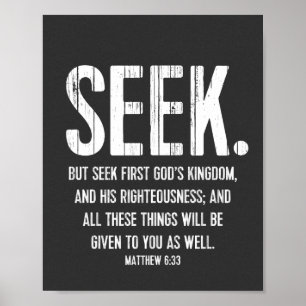 Bibel Verse Förderung, Schrift Matthew 6:33 Poster