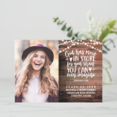 Bibel Verse Foto Rustikale String Lights Abschluss Ankündigung (Stehend Vorderseite)