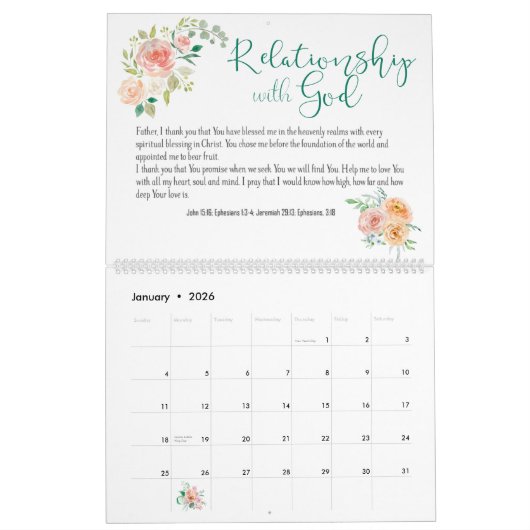 Bibel Verse Gebet florale Custom Kalender (Jan 2026)