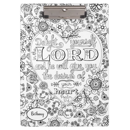 Bibel Verse Girly Hand Letter Schrift Blauer Klemmbrett (Vorderseite)