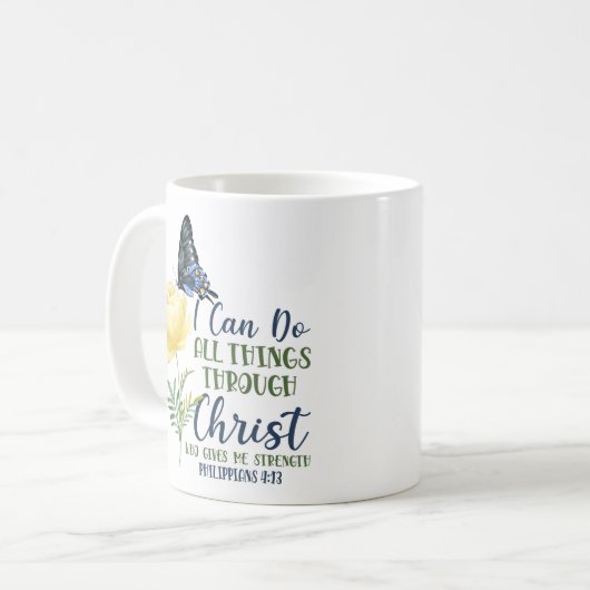 Bibel Verse Ich kann alles durch Christus tun Kaffeetasse (Vorderseite Links)
