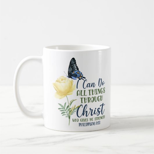 Bibel Verse Ich kann alles durch Christus tun Kaffeetasse (Links)