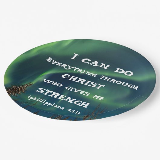 Bibel Verse Inspiration Zitat Northern Lights Pappteller (Schrägansicht)