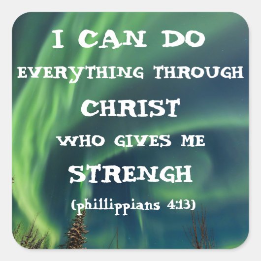 Bibel Verse Inspiration Zitat Northern Lights Quadratischer Aufkleber (Vorderseite)