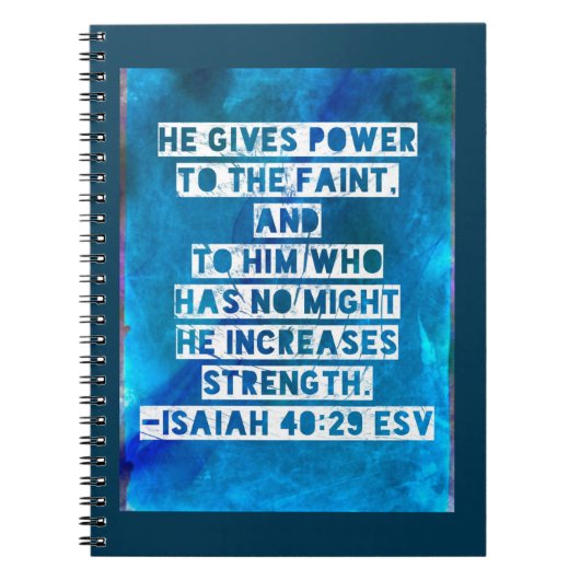 Bibel Verse Isaiah 40:29 Notizblock (Vorderseite)