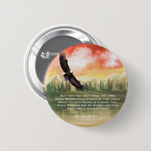 Bibel Verse Isaiah 40: 31 Monte on Eagle Wings Button (Vorne & Hinten)