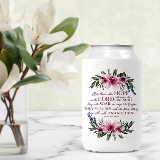 Bibel Verse Isaiah 40 Pink Floral Dosenkühler