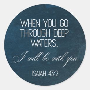 Bibel Verse Isaiah Blue Round Sticker