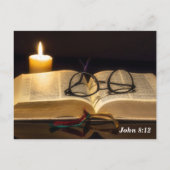 Bibel Verse Johannes 8:12 Jesus ist das Licht der  Postkarte (Rückseite)