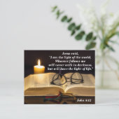 Bibel Verse Johannes 8:12 Jesus ist das Licht der  Postkarte (Stehend Vorderseite)