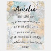 Bibel Verse, John 14:27 WIth Name, Boho Floral Fleecedecke (Vorderseite)