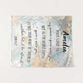 Bibel Verse, John 14:27 WIth Name, Boho Floral Wandteppich (Vorderseite (Horizontal))