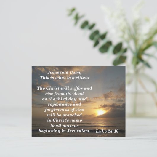 Bibel Verse Memory Card Luke 24:46 Postkarte (Stehend Vorderseite)