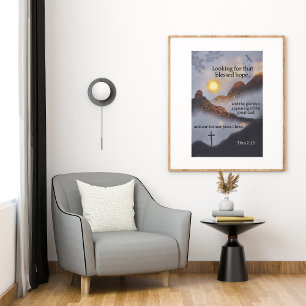 Bibel Verse Mountain Sunset Poster