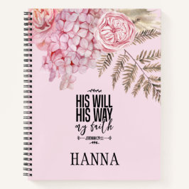 Bibel Verse Pink Blush Pampas Grass Notebook Notizblock