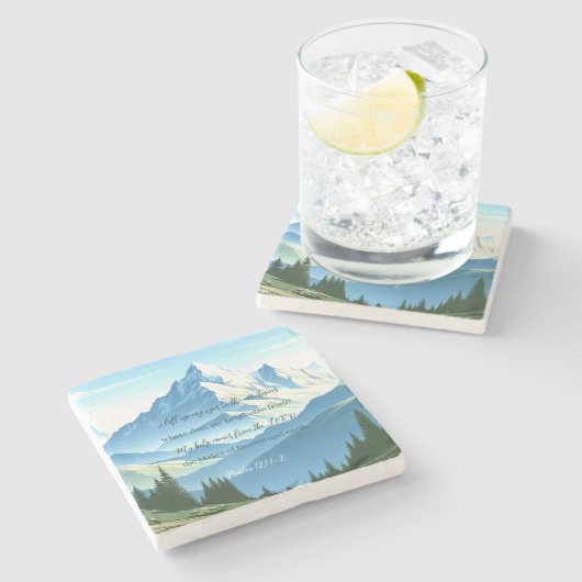 Bibel Verse Psalm 121:1-2 Stone Untersetzer (Seitenansicht)