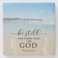 Bibel Verse Psalm 46:10 Ocean View Stone Untersetz
