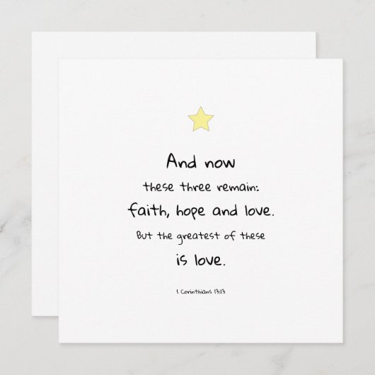 Bibel Verse Quote 1 Korinther 13:13 Karte (Vorne/Hinten)