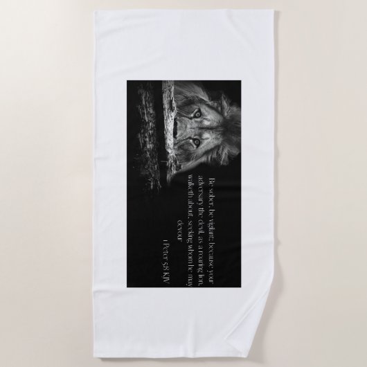 Bibel Verse Scripting 1 Peter 5:8 KJV Strandtuch (Vorderseite)