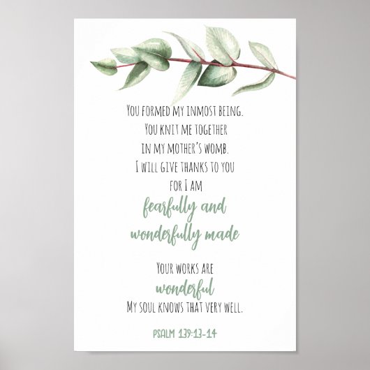 Bibel Verse Scripting Wall Art Green Eukalyptus Poster (Vorne)