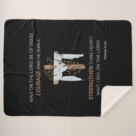 Bibel Verse Scripture Psalm 27:14 KJV Sherpadecke (Vorderseite (Horizontal))