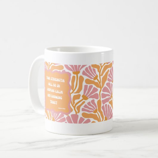 Bibel Verse Senf Rosa Blumenzitat Kaffeetasse (Vorderseite Links)