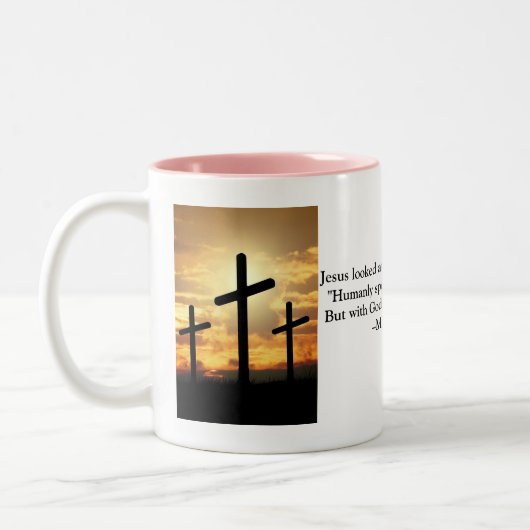 Bibel Verse Tasse Pink - Matthew 19:26 (Links)