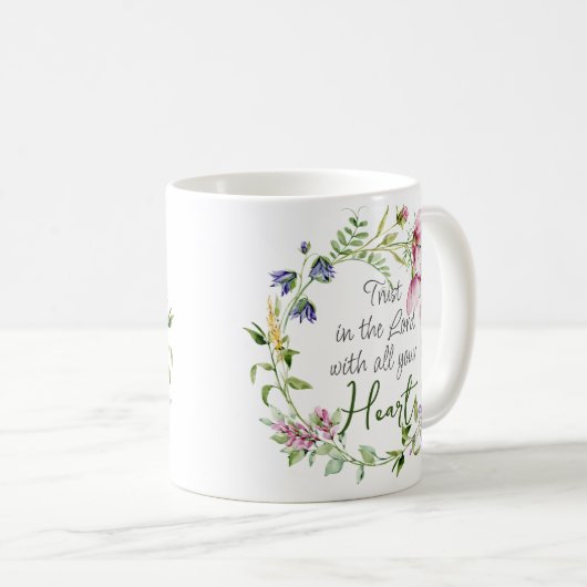 Bibel Verse Vertrauen in den Herrn mit botanischem Kaffeetasse (VorderseiteRechts)