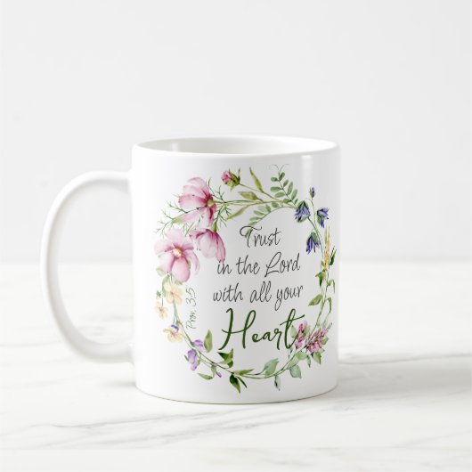 Bibel Verse Vertrauen in den Herrn mit botanischem Kaffeetasse (Links)