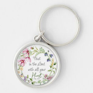 Bibel Verse Vertrauen in den Herrn mit botanischem Schlüsselanhänger