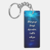 Bibel Verse, wenn man durch tiefe Gewässer geht Schlüsselanhänger (Vorderseite links)