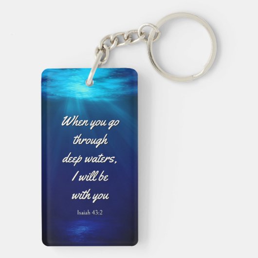 Bibel Verse, wenn man durch tiefe Gewässer geht Schlüsselanhänger (Rückseite)
