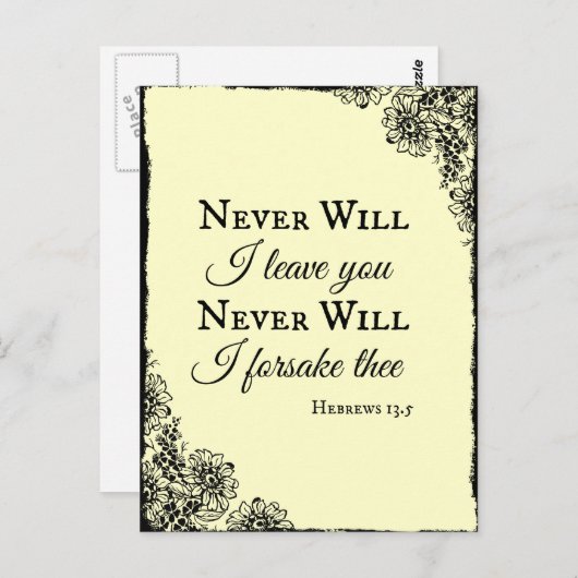 Bibel Verse werde ich dir nie verlassen Postkarte (Vorne/Hinten)