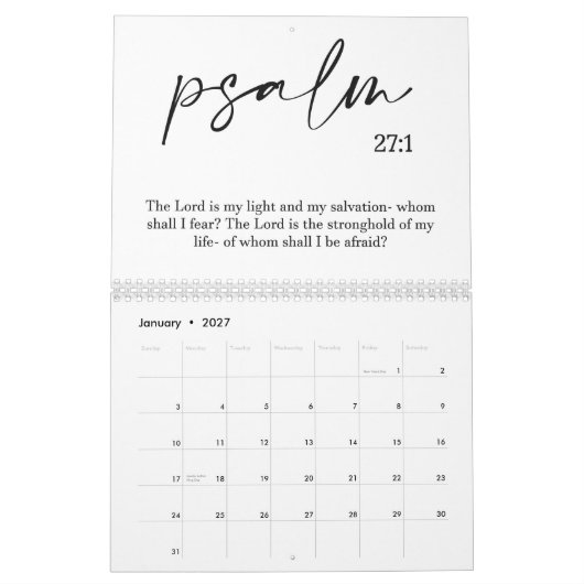 Bibel Verse Zwei Seiten Medium Weißer Kalender (Jan 2027)