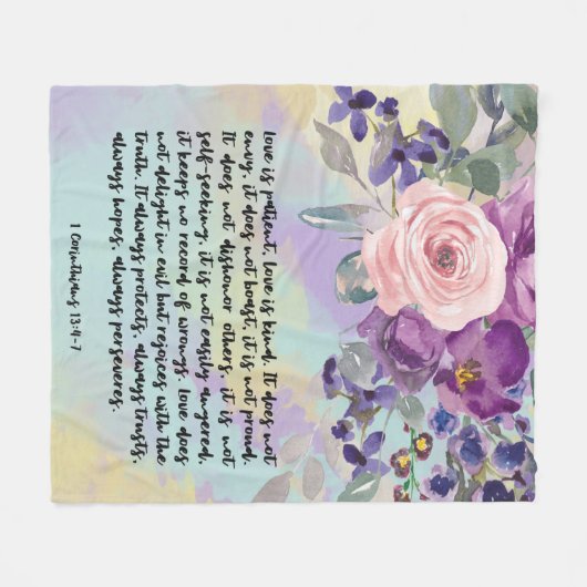 Bibel Verses florale Corinthians Fleece Decke (Vorderseite (Horizontal))