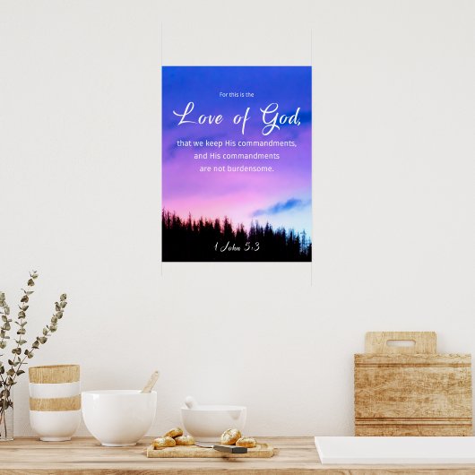 Bibel Zitat Liebe Gottes Lila Poster (Küche)
